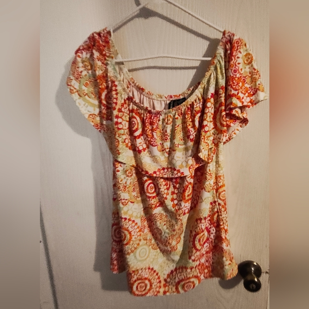 Vibrant Floral Ruffle Blouse